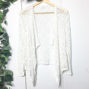 CLUB MONACO White Net Crochet Cardigan